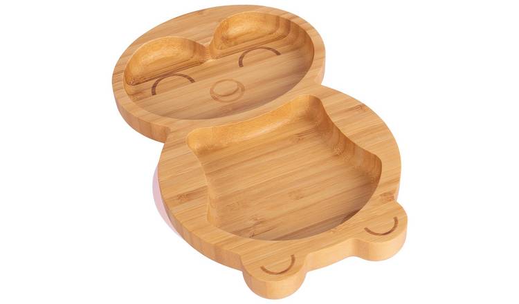 Tiny Dining Penguin Bamboo Suction Plate - Pastel Pink
