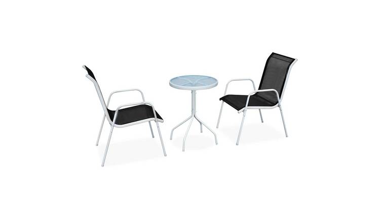 Walplus 3 Piece Steel Bistro Set - Black - 50 x 71 cm