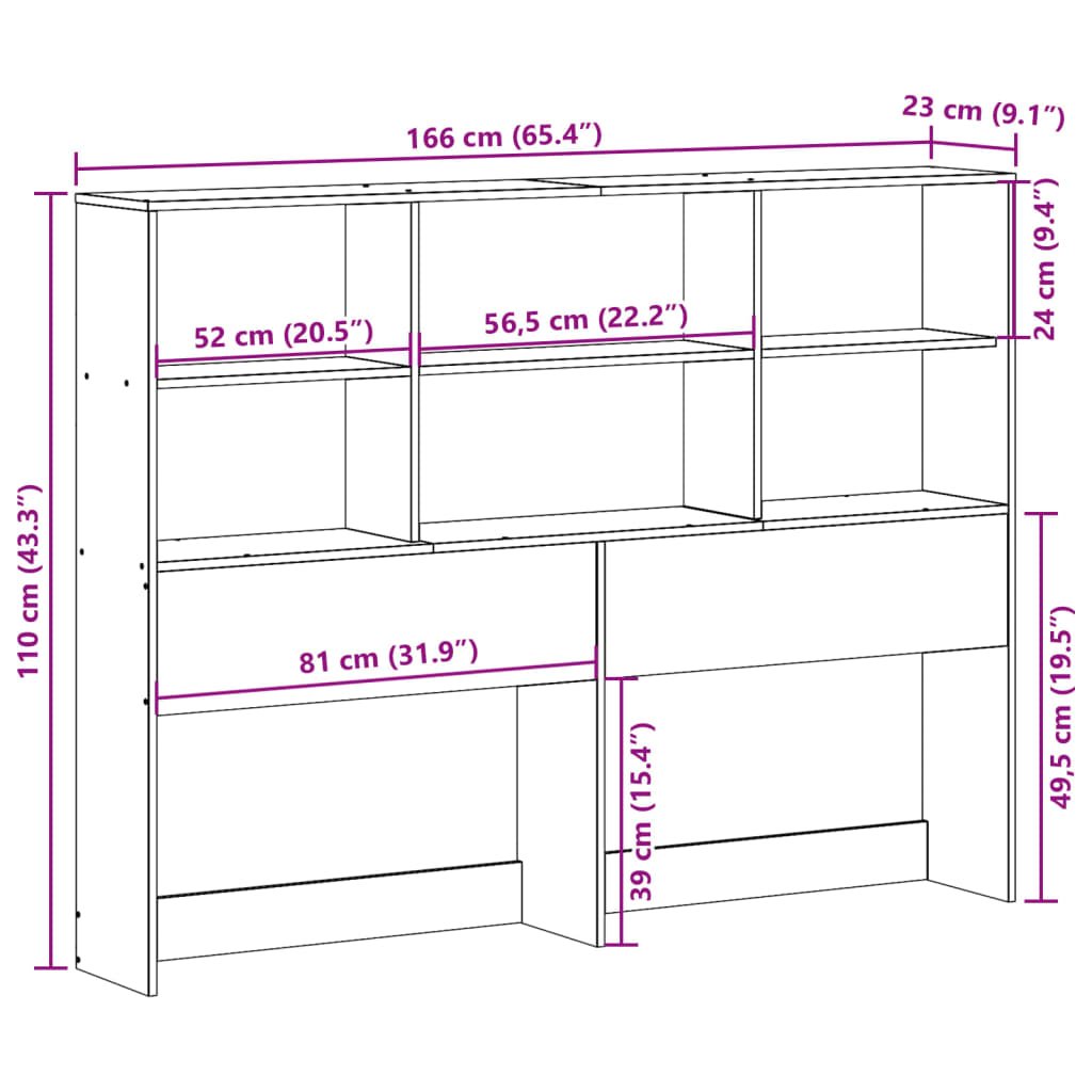 Walplus Pine Wood Headboard with Storage - White - 166 x 23 x 110 cm - Image 9