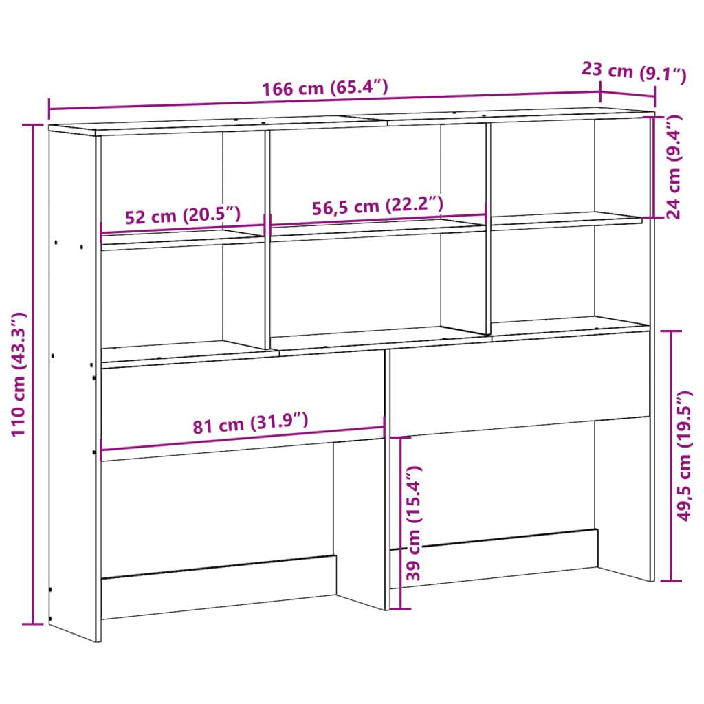 Walplus Pine Wood Headboard with Storage - White - 166 x 23 x 110 cm - Image 9