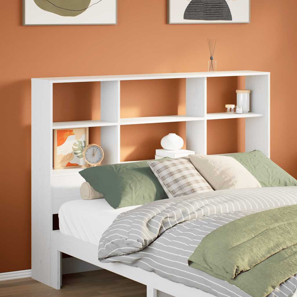 Walplus Pine Wood Headboard with Storage - White - 166 x 23 x 110 cm - Image 1