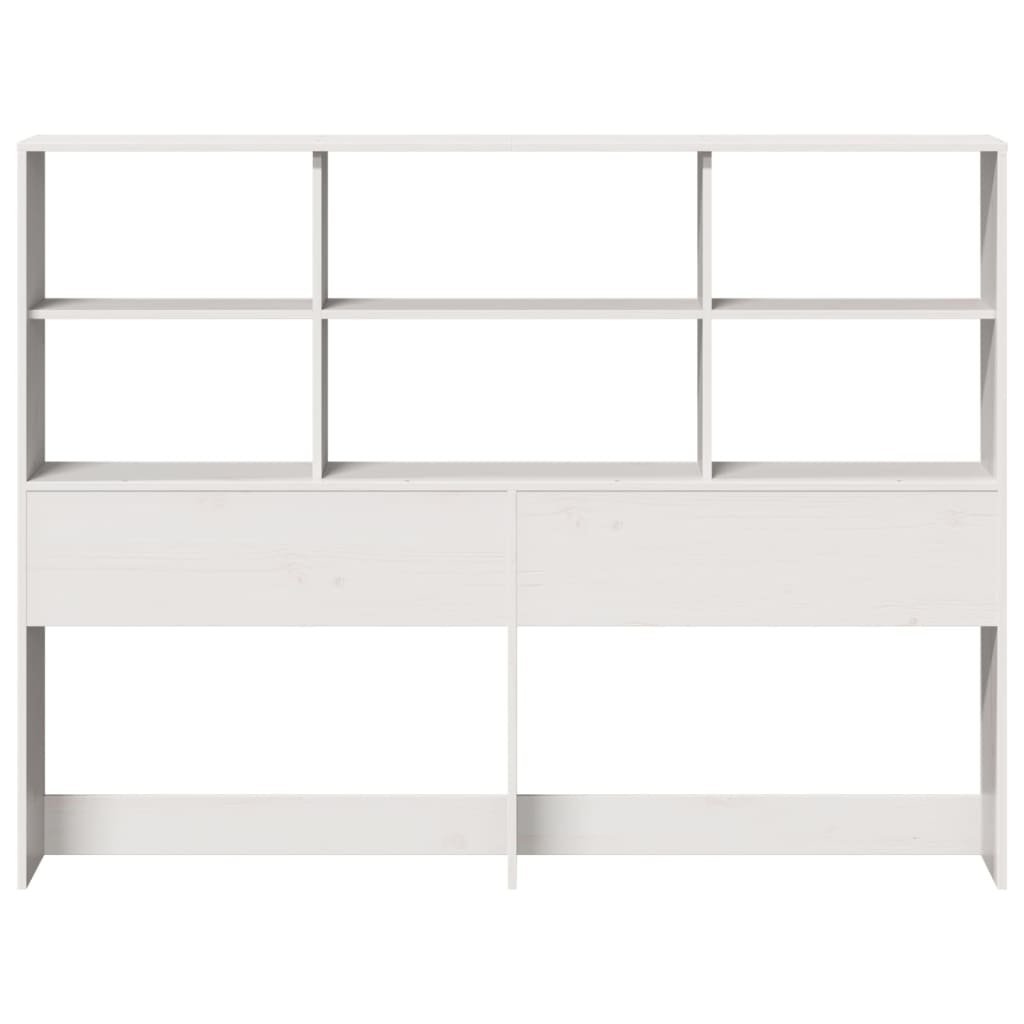 Walplus Pine Wood Headboard with Storage - White - 166 x 23 x 110 cm - Image 4