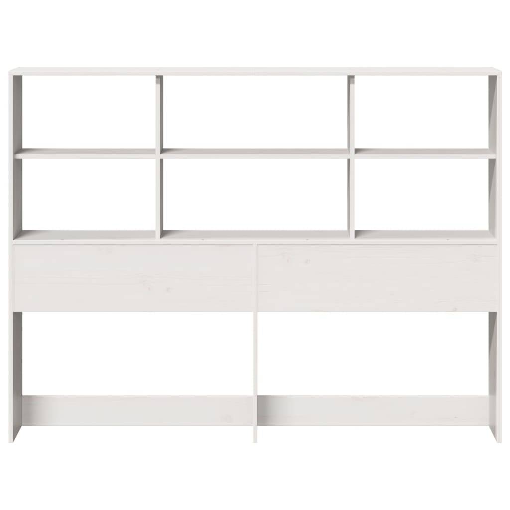 Walplus Pine Wood Headboard with Storage - White - 166 x 23 x 110 cm - Image 4