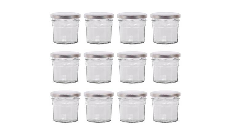 Argon Tableware Glass Jam Jars with Lids - Pack of 12