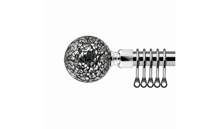 New Edge Blinds 16-19mm Chrome Glass Extendable Curtain Pole - 160cm - 300cm