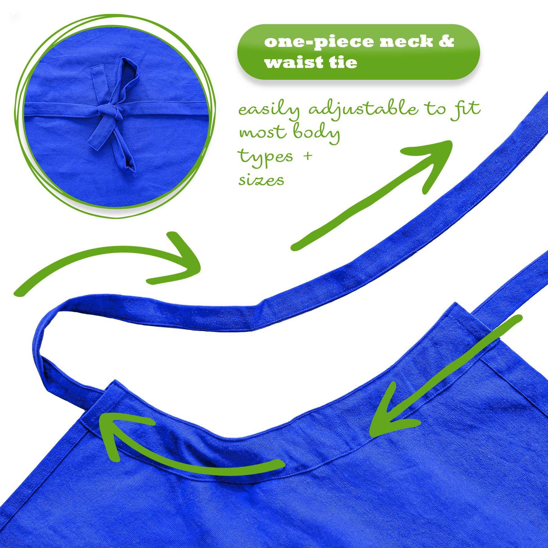 Nicola Spring Cotton Kitchen Bib Apron - Royal Blue - Image 3