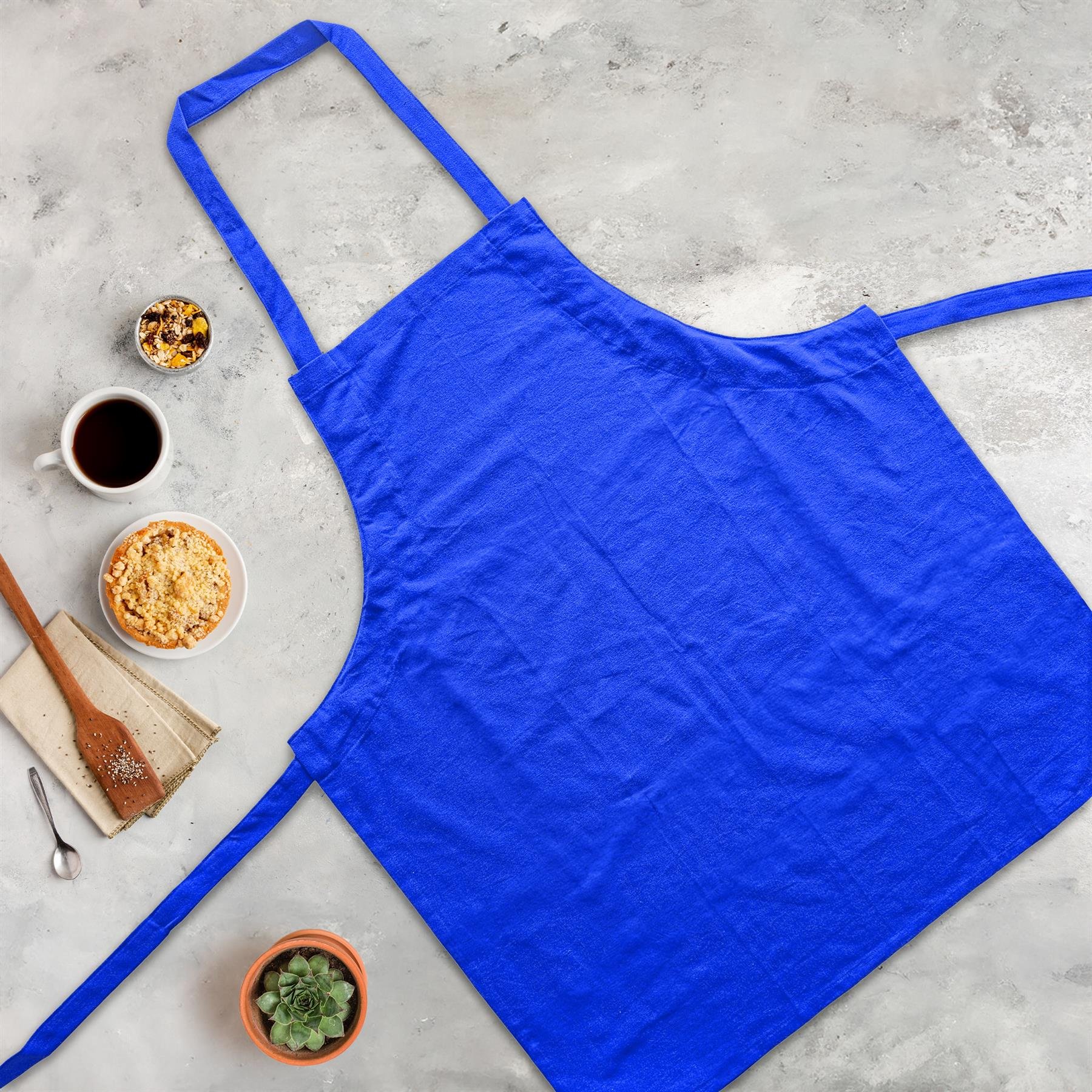 Nicola Spring Cotton Kitchen Bib Apron - Royal Blue - Image 5