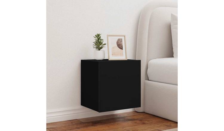 Walplus 2 Piece Engineered Wood LED TV Wall Cabinet - Black - 40.5 x 35 x 40 cm