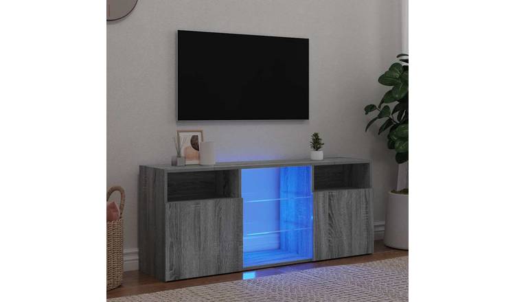 Walplus LED Engineered Wood TV Cabinet - Grey and Oak - 120 x 30 x 50 cm