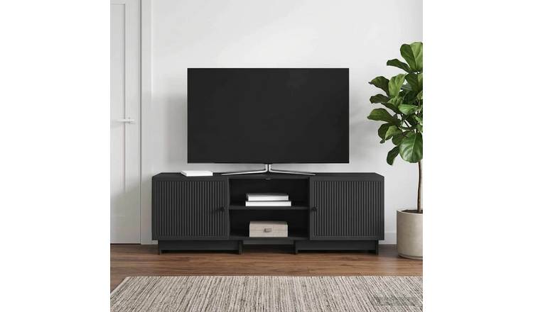Walplus 2 Door Engineered Wood TV Cabinet - Black - 150 x 31 x 50 cm