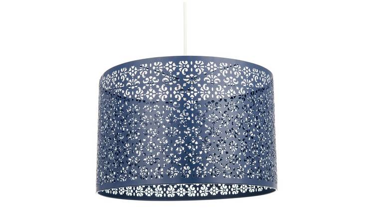 Happy Homewares Moroccan Large Midnight Blue with Floral Pendant Shade - 40cm