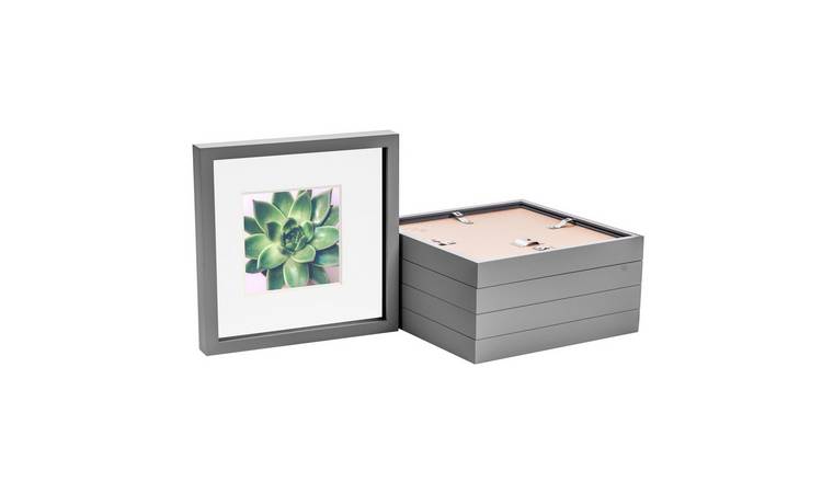 Nicola Spring 3D Box Photo Frames - 10 x 10" with Mount - Set of 5 - Grey