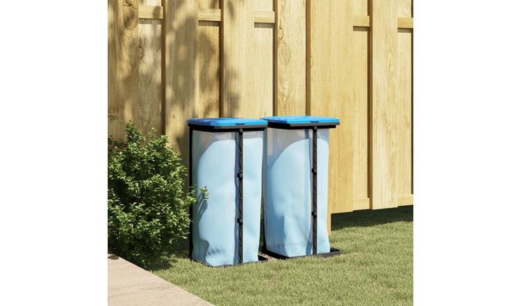 Walplus Rubbish Bag Holders and 60 L PP - Black and Blue - 28 x 28 x 65 cm