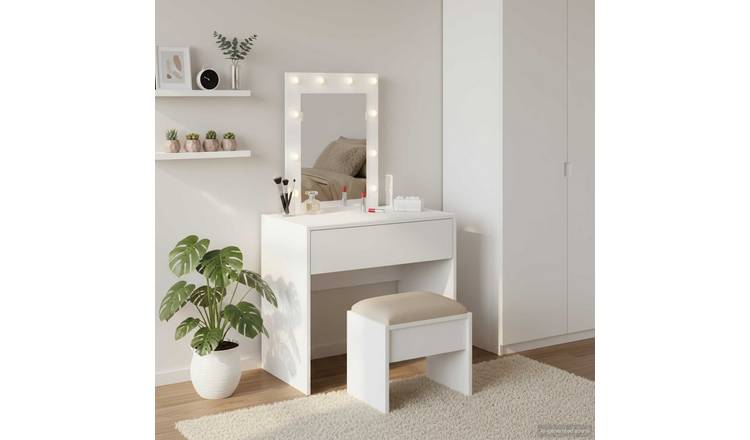 Walplus 1 Drawer Engineered Wood Vanity Dressing Table - White - 60 x 40 x 70 cm