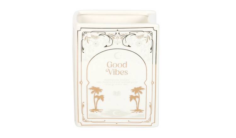 Something Different Good Vibes Book Vase - White