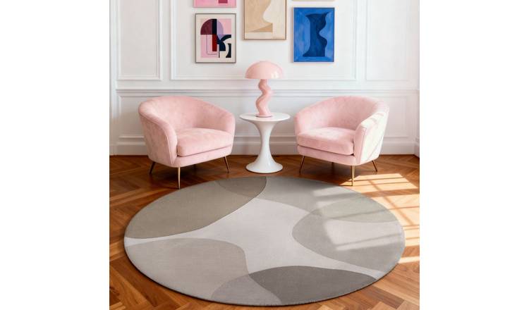 Ted Baker Beige Hackney Clarissa Abstract Round Rug - 160cm