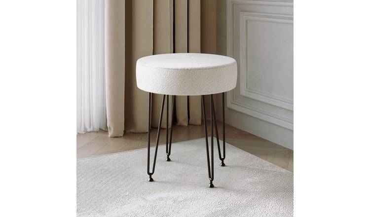 CARME Home Alaya Bouclé Stool - Ivory