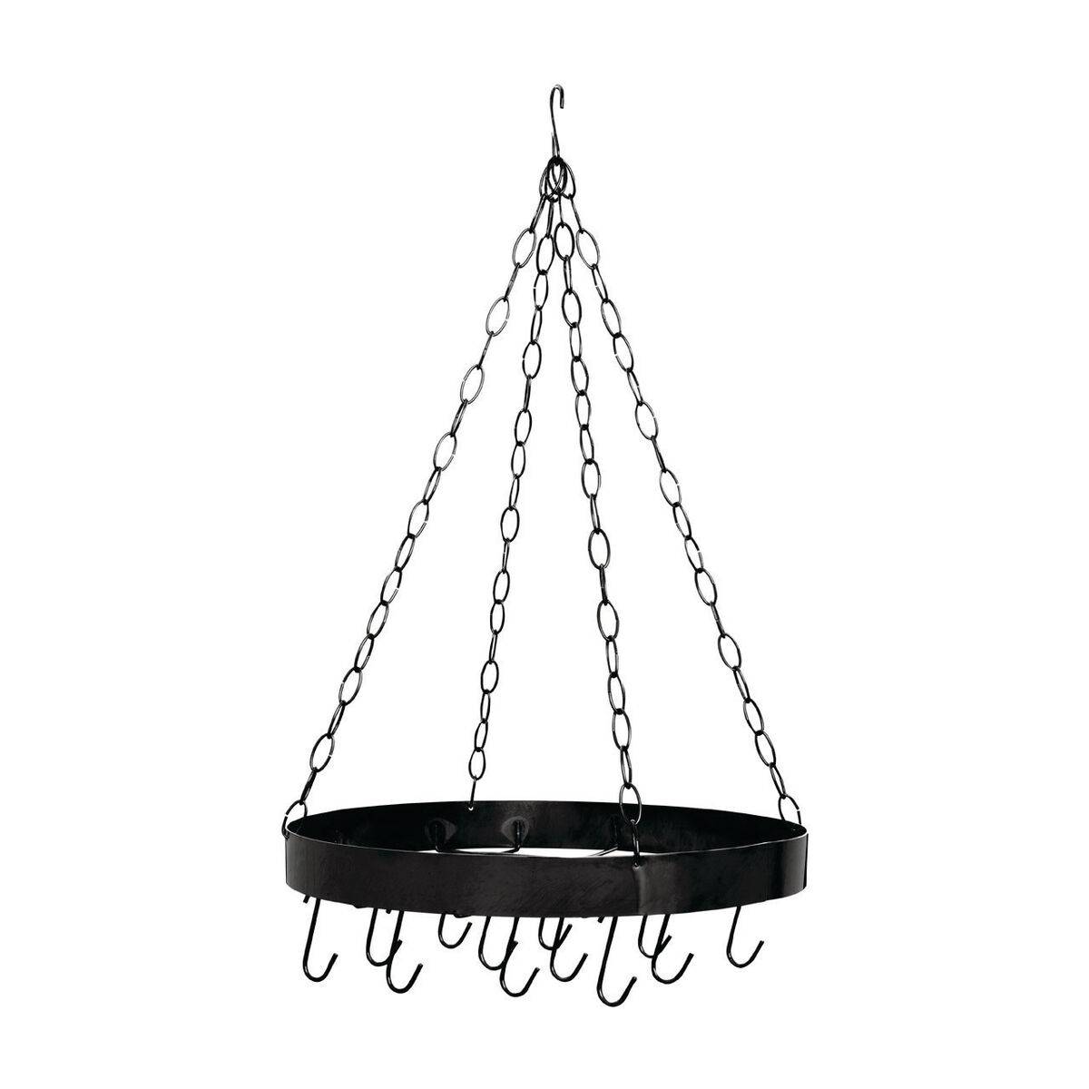 Orsina Matte Round Metal Ceiling-Mounted Pot Rack - Black - Image 1