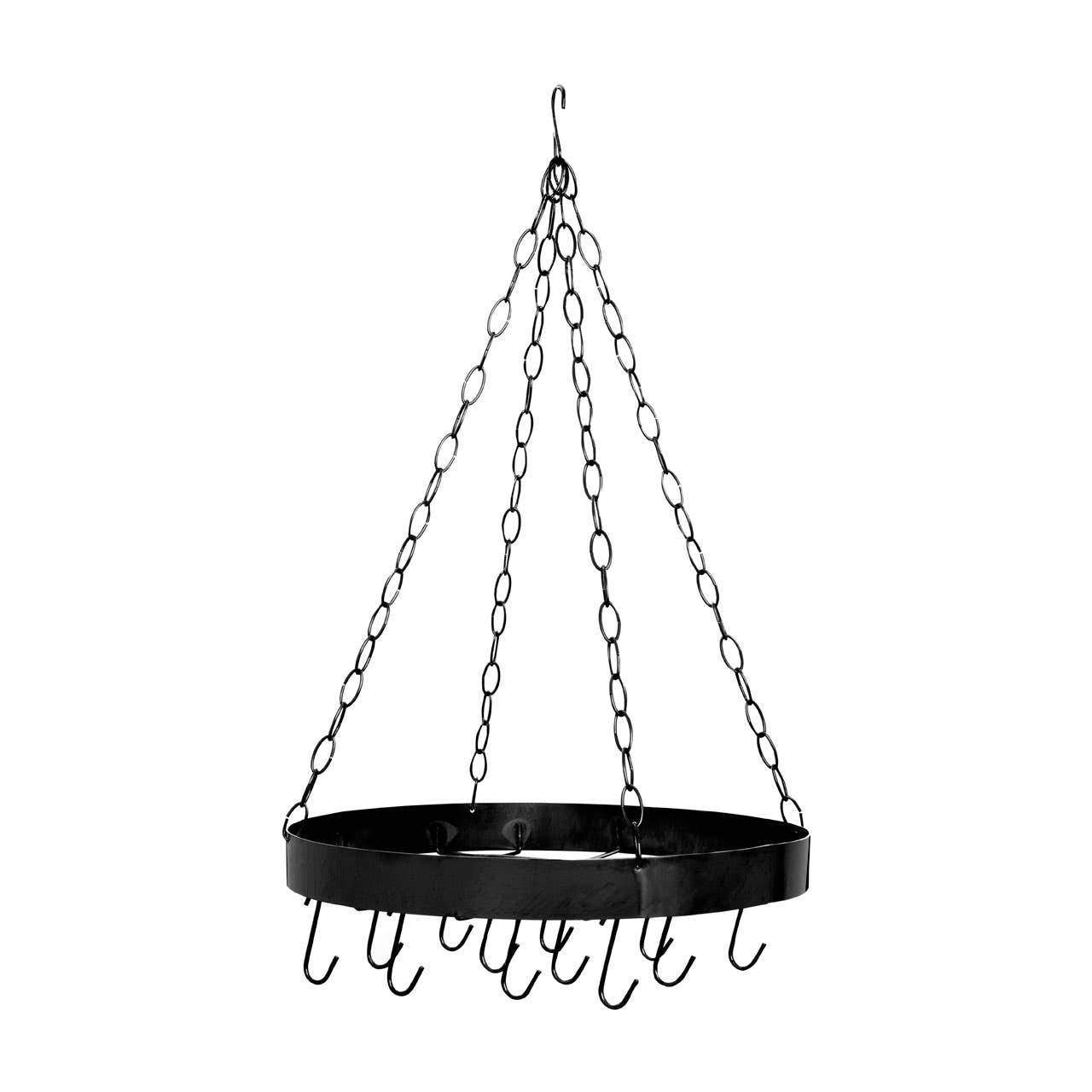 Orsina Matte Round Metal Ceiling-Mounted Pot Rack - Black - Image 3