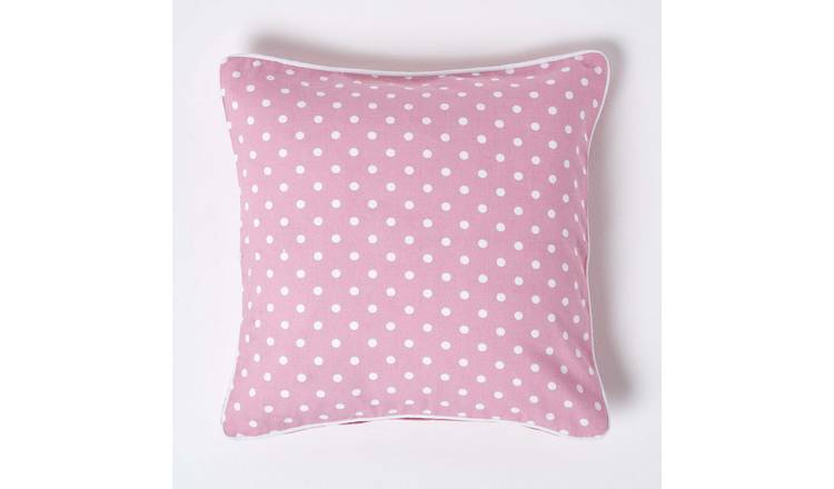 Homescapes Pink Cotton Polka Dots Cushion Cover - 45 x 45 cm