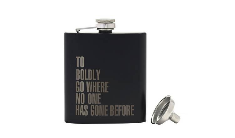 Widdop Star Trek "Boldly Go" Stainless Steel Hip Flask - Black