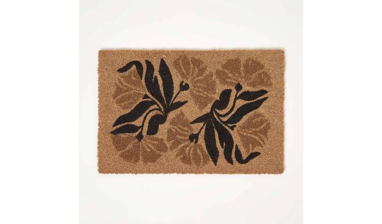 Homescapes Stripe Flowers Coir Doormat – 40 x 60 cm