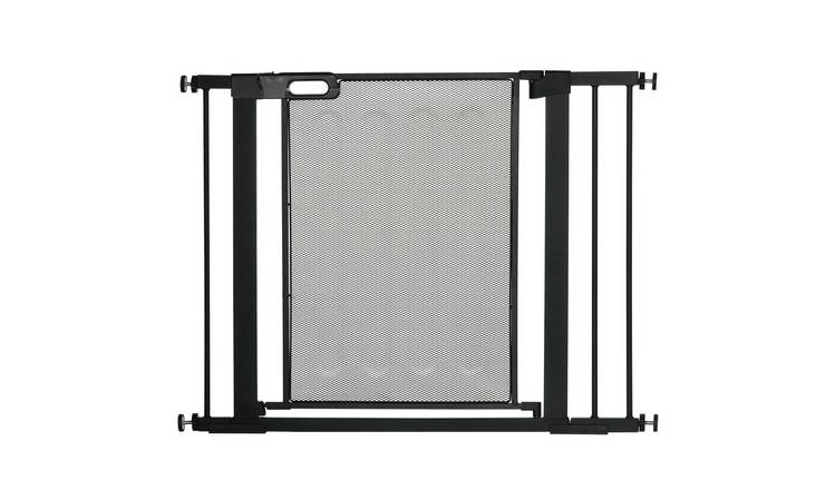 PawHut Pressure Auto Closing Double Locking Pet Safety Gate - 75-103cm - Black