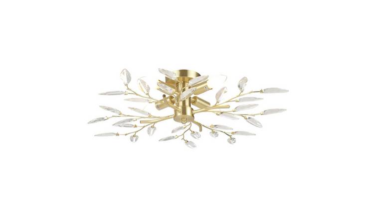 Happy Homewares Brushed Gold Plated Branch with Acrylic Ceiling Light - 60cm