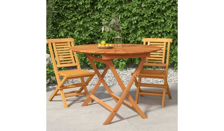 Walplus Solid Teak Wood Folding Garden Table - Brown - 85 x 75 cm