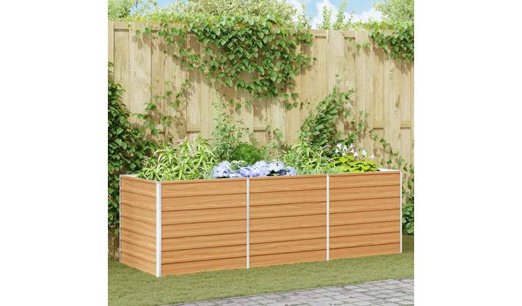 Walplus Galvanised Steel Raised Garden Bed - Light Brown - 240 x 80 x 77 cm