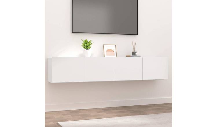 Walplus 2 Piece Engineered Wood TV Cabinet Set - White - 102 x 35 x 35 cm