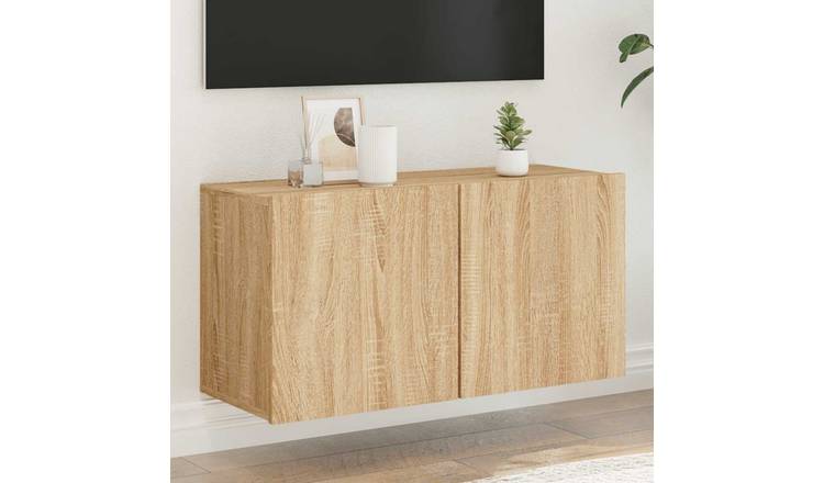Walplus Wall Mounted Engineered Wood TV Cabinet - Light Oak - 80 x 30 x 41 cm