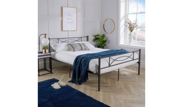 Home Source Saturn Double Metal Bed Frame - Grey