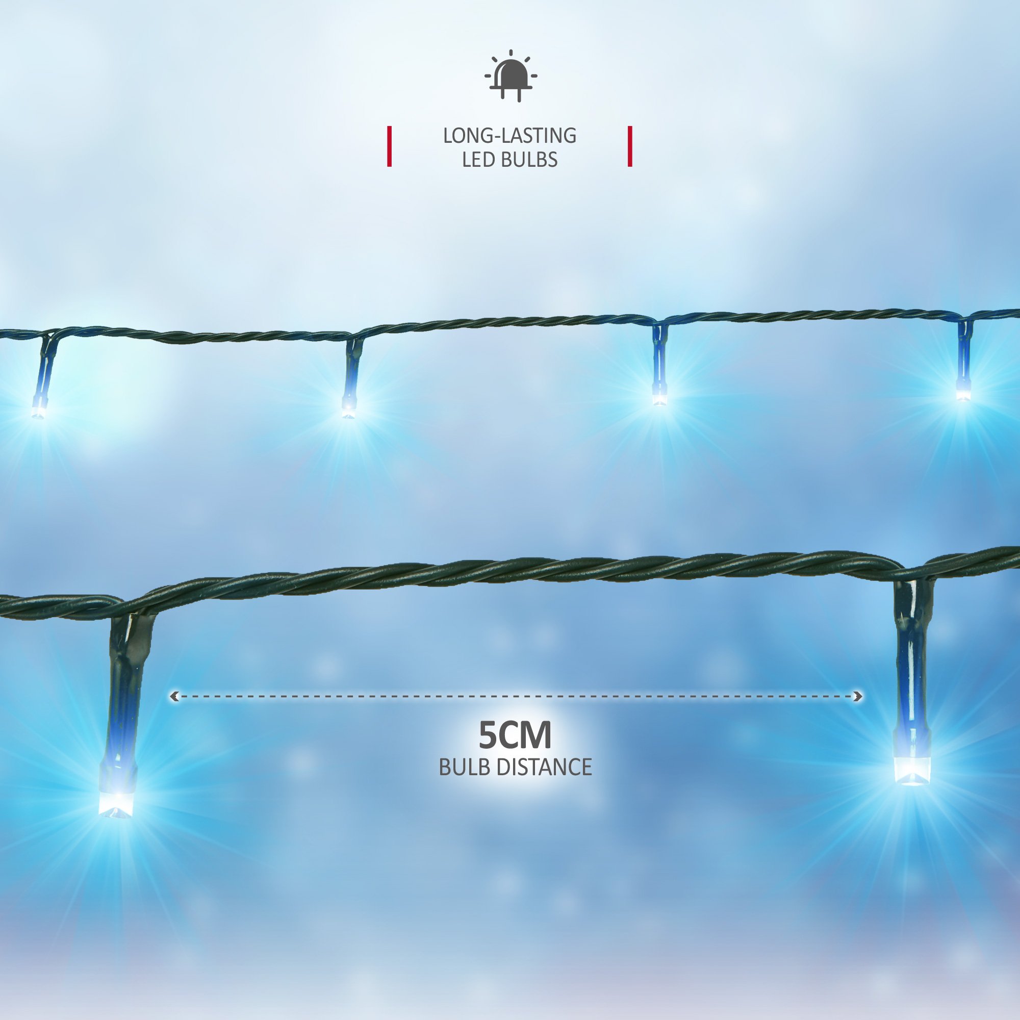 NETTA 1000 LED 50m Christmas Fairy String Lights - Cool White - Image 3