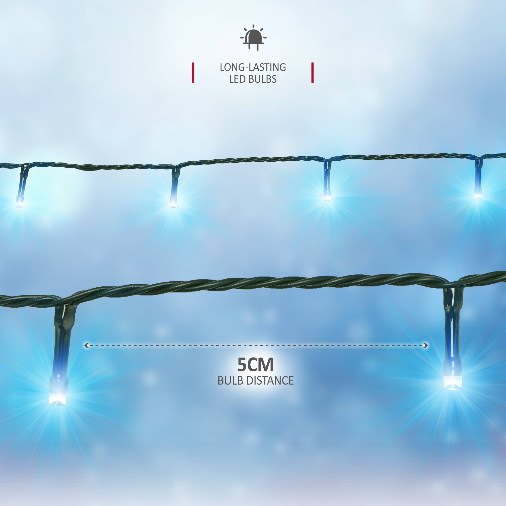 NETTA 1000 LED 50m Christmas Fairy String Lights - Cool White - Image 3