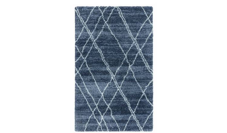 Mega Flooring Blue Shaggy Geometric Rug - 240 x 340cm