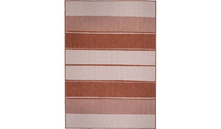 The Rugs Orange Duo Weave Tonal Stripes Reversible Rug - 160 x 230cm