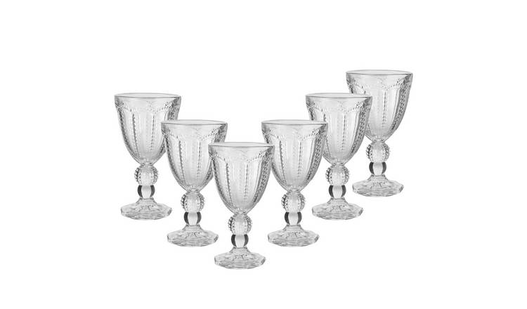 Dibor Set of 6 Bella Perle Glass Wine Glasses - Clear