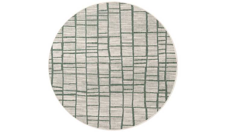 Ted Baker Green and White Indoor Outdoor Crouch Round Abstract Round Rug - 160cm
