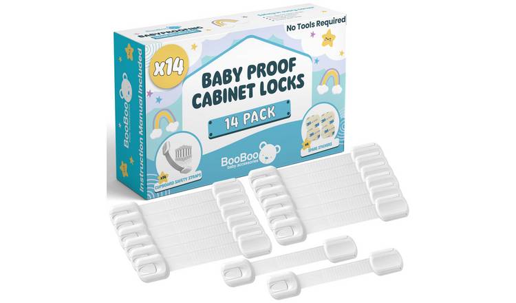 BooBoo Baby Child Safety Kitchen Cupboard Locks - 14 Pack