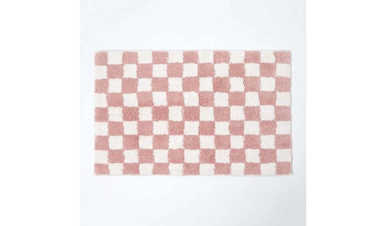 Homescapes Check Brighton Non Slip Bath Mat - Pink