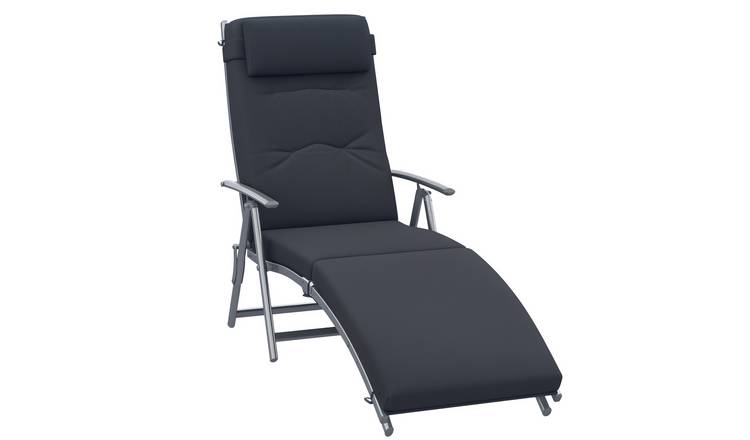 Outsunny Foldable Reclining Garden Sun Lounger - Black