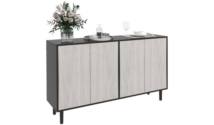 HOMCOM Wooden Modern Adjustable Storage Sideboard with 4 Doors - Black