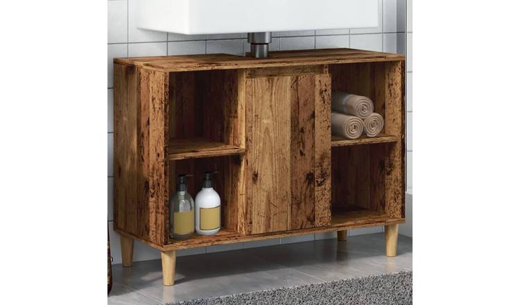 Walplus Engineered Wood Bathroom Cabinet - Old Wood - 80 x 33 x 60 cm