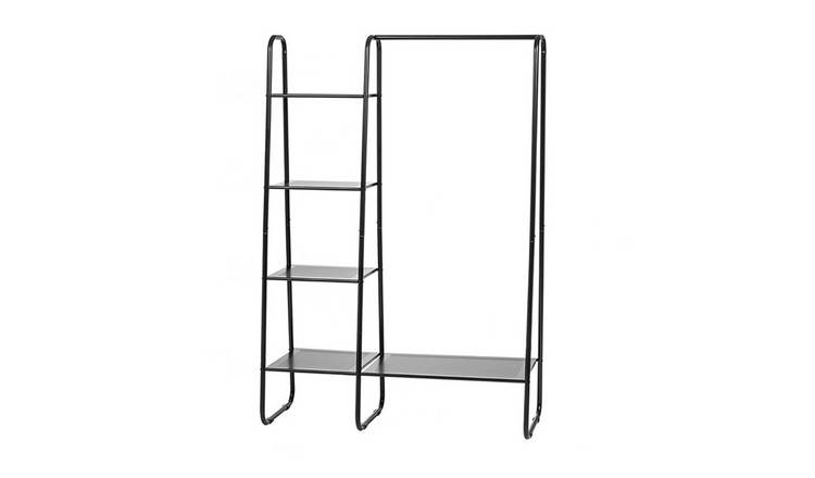 Living and Home Freestanding Garment Rack with 4 Shelves - Black