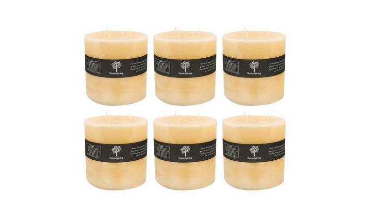 Nicola Spring Round 3 Wick Vanilla Pillar Candles Set of 6 - Cream