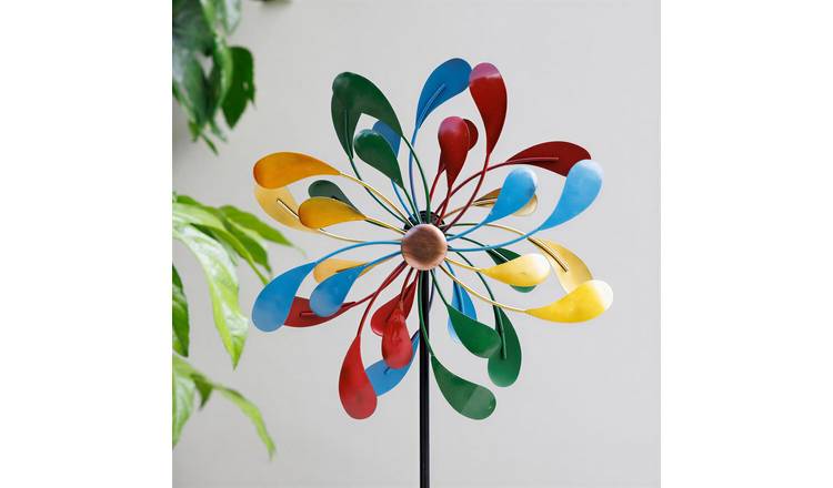 Primrose 38cm Metal Droplet Kinetic Wind Spinner Wheel - Multicoloured