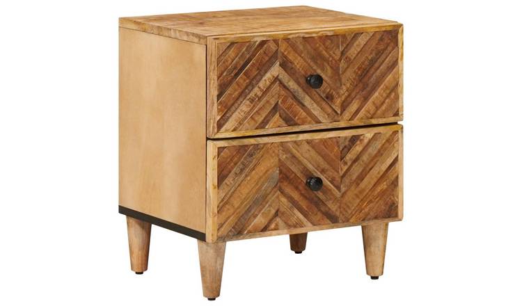 Walplus Solid Wood Bedside Unit - Brown - 40 x 33.5 x 46 cm