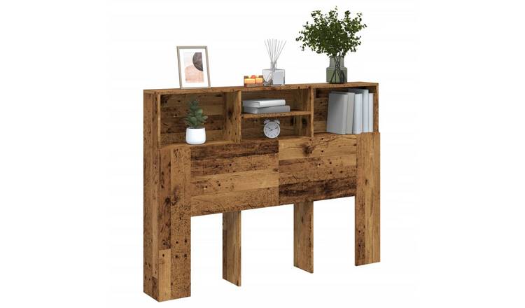 Walplus Engineered Wood Headboard Cabinet - Dark Wood - 140 x 19 x 103.5 cm