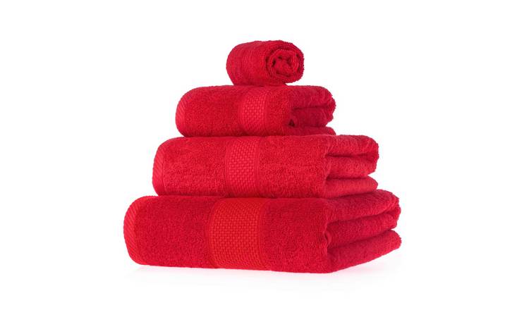 Homescapes Turkish 4 Piece Cotton Bath Towel Set - Red